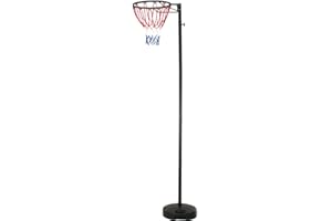 Bee-Ball Full-Sized Netball Hoop & Netball Post - Adjustable Netball Post and Hoop Height from 2.75 to 3.05 Meters - Space Conserving Round Base - Frosted Black Finish