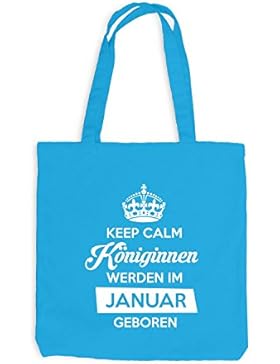 Jutebeutel - Keep Calm Königinnen JANUAR geboren - Birthday Geburtstag