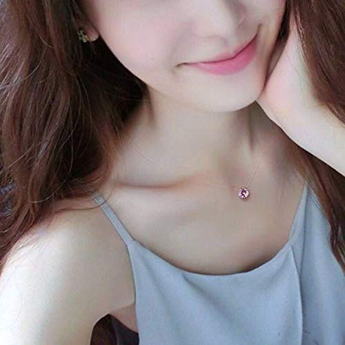 Preisvergleich Produktbild TLLAMG Halskette Rosa Teardrop Anhänger Halskette Transparente Angelschnur Schmuck Halskette Schlüsselbein Kette Unsichtbare Frau Anhänger Halskette
