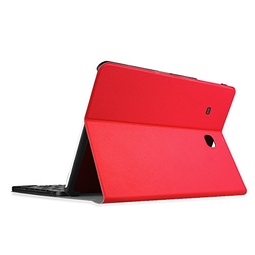Fintie Blade X1 Samsung Galaxy Tab E 9.6 Bluetooth Tastatur Hülle Keyboard Case – Ultradünn leicht SmartShell Ständer Schutzhülle mit magnetisch abnehmbar drahtloser Bluetooth Tastatur für Samsung Galaxy Tab E T560N / T561N 24,3 cm (9,6 Zoll) Tablet-PC, Rot - 9