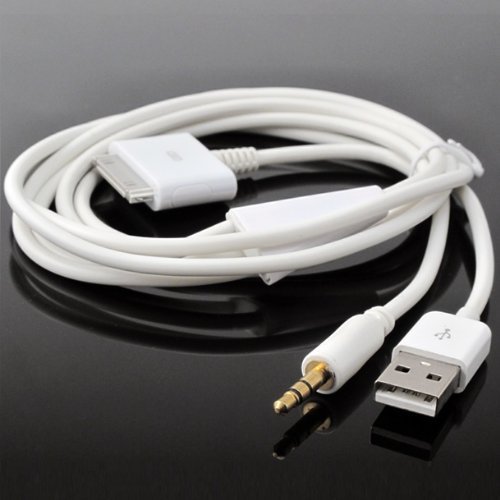 itronik® Audiokabel mit 3,5 mm Klinke + Ladekabel + USB für alle Apple iPod, iPhone, iPad - 2