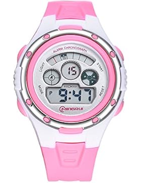 Kind] Digitaluhren,Wasserdicht Leuchtend Schöne] Sport uhren Rubber Pin buckle armband-C