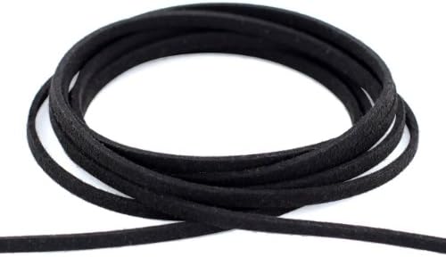 Auroris- Faux suede leather cord - flat 3 mm - length/colour selectable - variant: 5m / black
