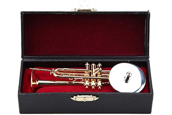 Miniature Trompette Réplique Mini Trompette En Boîte Top Grade Mini Instrument De Musique Modèle Plaqué Or Instrument Modèle Ornements Musicaux