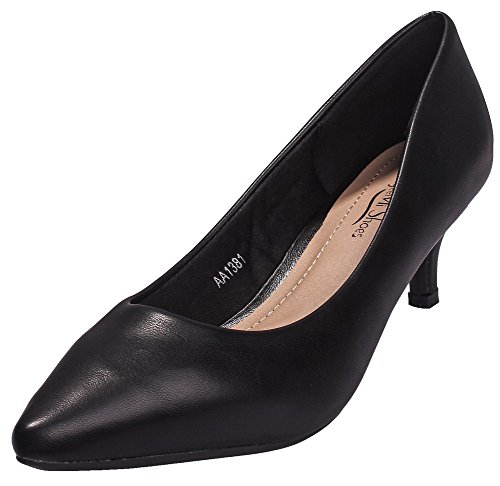 AgeeMi Shoes Donna PU Tacco Basso Scarpe A Punta Tirare Ballet-Flats,EuD86 Nero 37