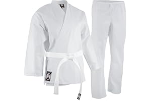 MNEX PRO FIGHTING LIMITED Unisex Kids Adult Karate Uniform Training White - 8 Oz Lightweight Karate Gi - Breathable Poly-Cotton Material - Belt Included - Heavy-Duty Karate Suit for Martial Arts