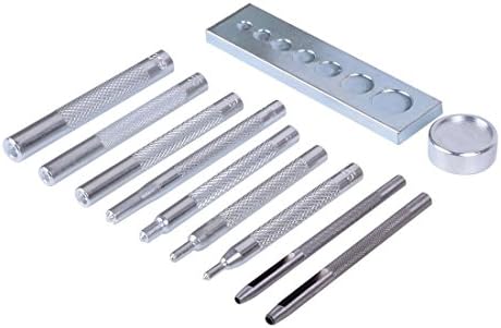 Hotgod 11 Pcs DIY Leathercraft Tool Leather Rivet Setter, Leather Puch Tool,Punch Snap Kit for Hole Punch and Install Rivet Button