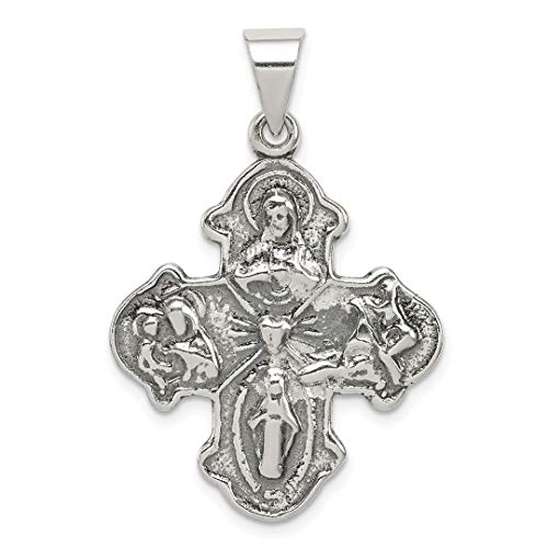 925 Sterling Silver Vintage Four Way Medal Pendant Charm Religious Fine Jewellery For Women Gifts For Her