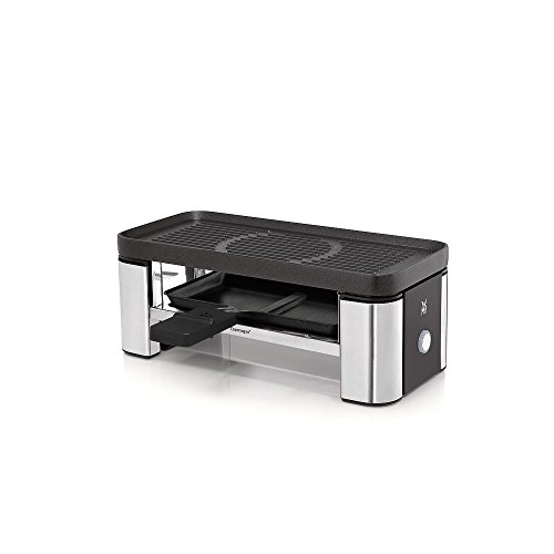 WMF KÜCHENminis Raclette für 2, flach & gerippt, 2 kleine & 1 großes Pfännchen, Schokofondue-Funktion, cromargan matt/silber - 9