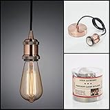 Jeu de Luminaire Suspension Design Vintage avec Câble, Ampoule LED E27 Edison Raccord à Vis, Lustre Industriel Style Rétro avec Câble en Tissu (OR ROSE ANTIQUE)