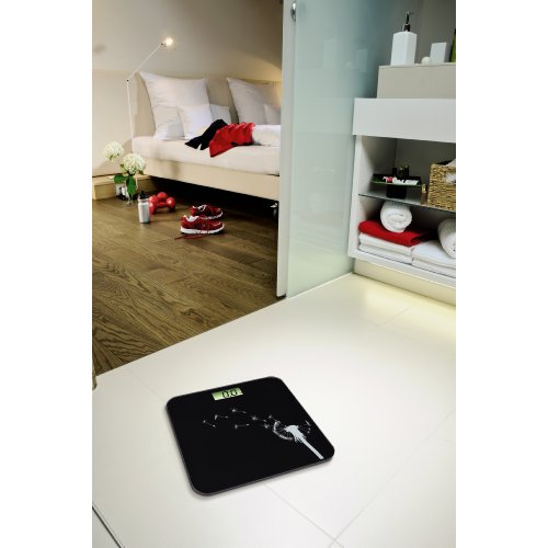 Xavax Digitale Personenwaage für Körpergewicht, Ultraflach mit Blumendesign, Florina, Schwarz - 2