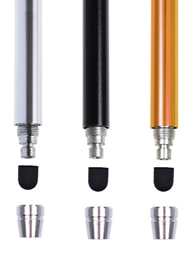 [3 Stück] The Friendly Swede Touchscreen-Eingabestift Stylus mit dünner Spitze, 3x Ersatzspitzen, 2x Anhängern und Reinigungstuch - 3