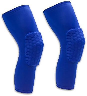 Compression Extended Leg Sleeves, with Knee Pad for Men Women and Youth, Basketball and more Sports,1 Pair / 2pcs Blue (S)