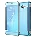 Produktbild xifanzi Spiegel Hülle für Samsung Galaxy J3 2017 Flip Blau Klapphülle Mirror Oberfläche Kunststoff Rückseite Dünn Kristall Transparent KlarFolio Etui Schutzhülle Tasche Case Cover für Samsung Galaxy J3 (2017)