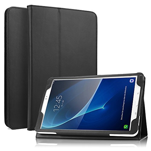 boriyuan Echt Ledertasche Case Schutz Hülle Ultra Slim Cover für Samsung Galaxy Tab S2 9.7" SM-T810/T815 aus echtem Leder mit Standfunktion, Magnetverschluss, im Bookstyle inkl. Eingabestift, Displayschutzfolie(Schwarz,Echt Leder)