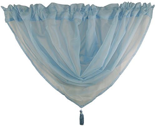 SKY BLUE VOILE SWAG TASSELED CURTAIN DRAPE