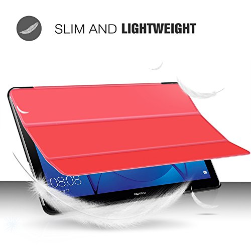 Huawei MediaPad T3 8.0 hülle, IVSO hochwertiges PU Leder Etui hülle Tasche Case – mit Standfunktion, super 360° Anti-Wrestling, ist für Huawei MediaPad T3 8.0 Tablet-PC perfekt geeignet (Rot) - 5