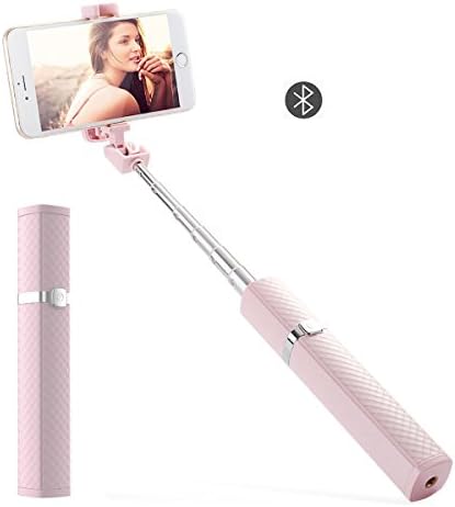 BLUBOO S3 Selfie Sticks One-Piece U-Shape Bluetooth Handheld Monopod for Most Other Smartphones of IOS and Android System [Pink]