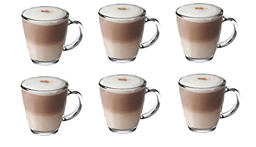 Cerve set 6 MUG VETRO TRASPARENTE 350 CC JULIUS tazzoni latte tazze da colazione the cl 350 cappuccino