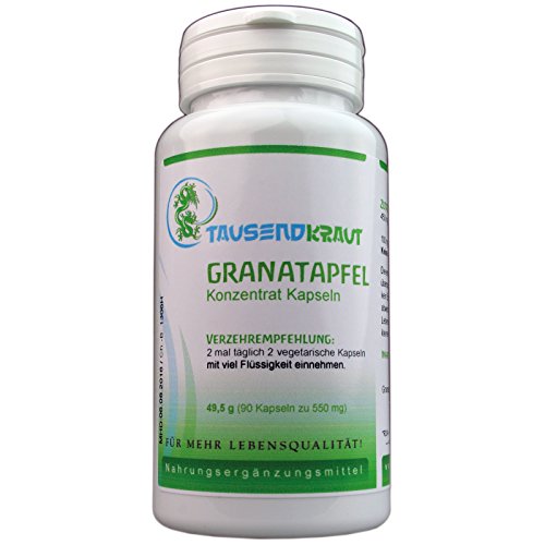 Preisvergleich Produktbild Granatapfel Konzentrat (90 Kapseln) Nahrungsergänzungsmittel [Punica granatum - Ellagsäure] Tausendkraut