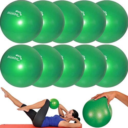 Mambo Max 10 Pezzi - Mvs Palla 25-27 cm Morbida +2 Tappi+Cannuccia, Pilates Ginnastica Yoga Gym Soft Over Ball - Verde