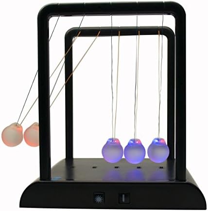 ScienceGeek Newton's Cradle Desktop Gadget 3 LED Colors Change Shine Light Ball Balance Ball