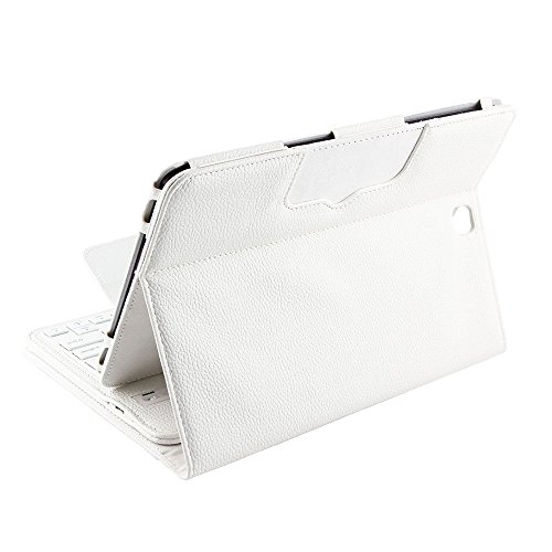 KVAGO Samsung Tab S2 9.7 Tastatur mit Hülle Abnehmbare Wireless Bluetooth QWERTY Tastatur Stilvolle PU Leder Flip Cover Stand Up Schutzhülle mit Tastatur für Samsung Galaxy Tab S2 SM-T815 SM-T810 + Displayschutzfolie + Eingabestift—Weiß - 3