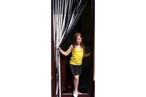 HOLLAND PLASTICS ORIGINAL BRAND Slat Type Door Curtain, Strip Blind - BLACK & WHITE - 80cm W x 200cm D