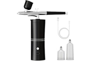 WAKA TIENDA Kit de Aerógrafo con compresor modelismo 40/48 PSI. Aerógrafo para uñas multifuncional, tecnología de nanoinfiltración de alta presión, vaso de pinturas y boquillas. Aerógrafo con USB Tipo C