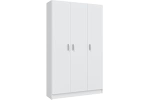 DIRECT FURNITURE SUPPLIERS VITA - 3 Door Broom Cupboard Kitchen Utility Room Modular Cleaning Cabinet (H: 180cm x W: 109cm x D: 37cm) (White)
