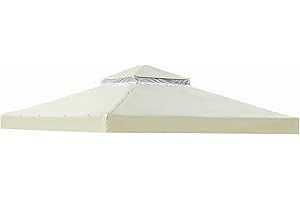 OKYUK Tetto di Ricambio per Gazebo, Impermeabile con Doppio Tetto, Protezione UV e Angoli Rinforzati per Gazebo da Giardino, Copertura per Caffè Elegante e Resistente((3 x 3 m，Beige)