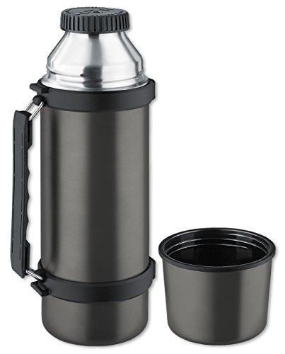 Isosteel VA-9553AT Isolierkanne mit Schraubverschluss, 1 L, Edelstahl, titan/ grau, 12.6 x 12.6 x 29.8 cm - 2
