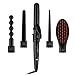 Produktbild ROMEKER 5 in 1 Lockenstab Curler Haare Locken Curly Hair Curling Iron mit Keramikbeschichtung Haarbürste 5 Aufsätzen(Zylinder Konisch Perle Glättungbürste) EU Stecker Schwarz 10mm-32mm