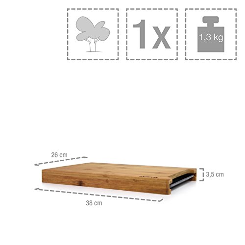 Schneidebrett aus Bambus Holz 38 x 26 cm Auffangwanne Küchen- Frühstücks Brett - 3