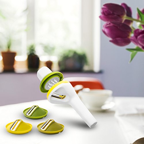 VOOKI Spiralschneider Gemüsehobel für Gemüsespaghetti Kartoffel Zucchini Möhren Reibe Spargelschäler Gurkenschäler Gurkenschneider Gemüseschneider, mit Drei Funktionen Klingen - 8