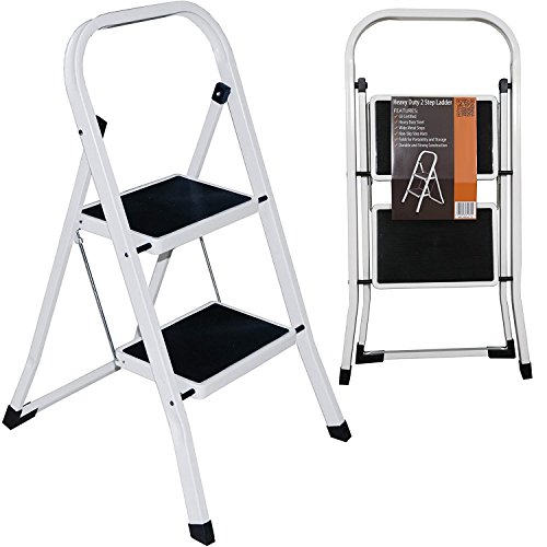Preisvergleich Produktbild Stabile tragbare, klappbare Trittleiter mit 2 Stufen aus Stahl