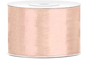 JAOW Ruban Satin Polyester Noeud et Emballage Cadeau 6/12/25/38/50/100mm x 25m (Taille 50mm x 25m - Couleur Pêche clair)