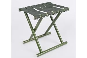GROSSē Super Strong Heavy Duty Outdoor Folding Stool - Camping, Hiking, Fishing, Picnic, Travel, Garden - Portable, Collapsible, Lightweight Stainless Steel Mini Stool (Green, 30 x 25 cm)