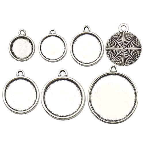 Yukucharms M101 - Juego de 12 fundas de cabujón ovaladas de cristal transparente y base de aleación para colgantes de cabujón de 18 x 25 mm 12-25mm 60pcs Mix