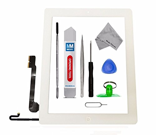 Digitizer Display Glas für iPad 4 Series in Weiss Touchscreen Ersatzteil Inkl Flex Home Button + Kamera Halterung + Klebesticker und Werkzeugset mit Anleitung MMOBIEL