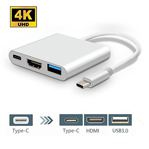 USB Typ-C auf HDMI / USB3.0 / USB 3.1 Typ-C Adapter, HuiHeng USB 3.1 Typ C USB-C 4K HDMI Digital AV Multiport Adapter für MacBook, Chromebook Pixel und mehr
