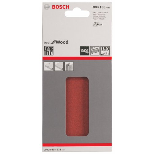 Bosch Schleifblatt C470 Best for Wood+Paint 80x133mm Korn 180, 10 Stk. - 2