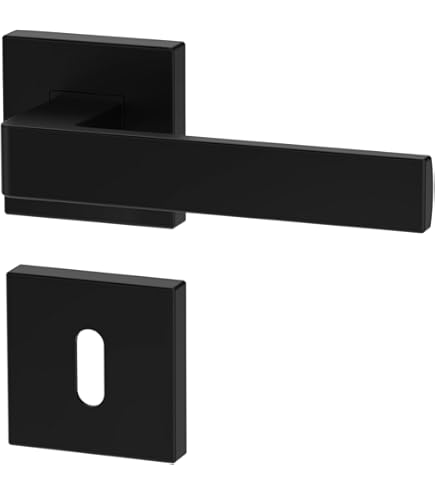 Serratura Per Porta Scorrevole - Kit Con Maniglia E Rosetta - Nero - Ø57mm - Emuca - Foto 8