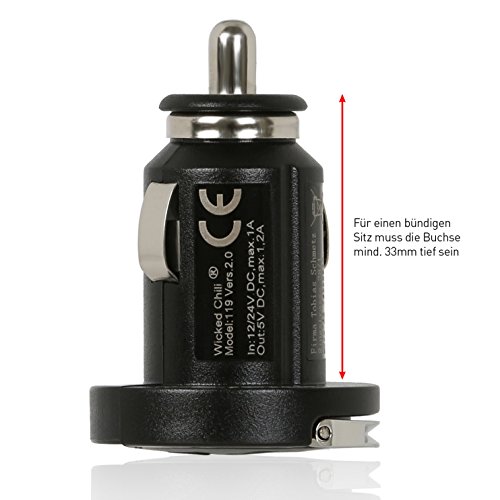Wicked Chili Tiny KFZ Ladestecker für Apple iPhone / iPod (Hersteller spezifischer USB-Anschluss, 1200 mA, 12/24 V) schwarz/ silber - 7