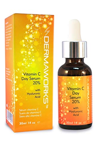 NUEVO Suero DERMAWORKS con 20% Vitamina C con Ácido Hialurónico y Vitamina B3. Anti-edad, antiarrugas, potenciador de colágeno, ilumina la piel opaca, repara y protege la piel. Piel firme y joven