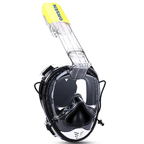 Máscara de Buceo, Máscara Facial Completa, 180 ° Máscara de Buceo, Máscara de Snorkel, Máscara Easybreath, Anti-vaho Anti-fuga, Cámara GoPro, Tamaño Universal para Todos los Adultos y Niños