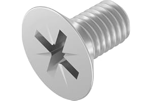 SECCARO Viti a testa svasata M5 x 10 mm, in acciaio inox V2A VA A2, DIN 965, Phillips PZ, filettatura completa, 20 pezzi