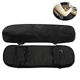 2 PCS Armrest Pad, Memory Foam Armrest Pads and Office Chair Armrest Pad for Elbows and Forearms Pressure Relief, Universal Chair Armrest Cover for Home or Office and Wheelchair Armrest (Black)