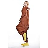 Free Fisher Damen/ Herren Schlafanzug Pyjama, Tier Kostüm, Affe Braun, Gr. M (Körpergröße 160-169 CM) -