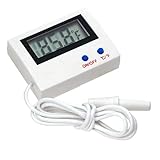 Termómetro para refrigerador a prueba de agua, excelente como termómetro para congelador y acuario  Pantalla LCD grande, fácil de leer, monitor de temperatura con sensor de sonda, con longitud de cable de 1 longitud, muy conveniente para usar Fuente de alimentación: 2 pilas de botón 1.5V